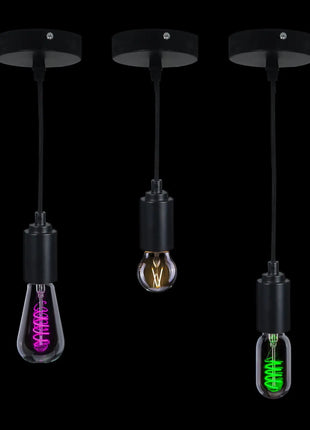 Prolite E27 Pendant Kit - Black Matt with Black Fabric Cord