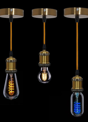 Prolite E27 Pendant Kit - Antique Gold with Gold Fabric Cord