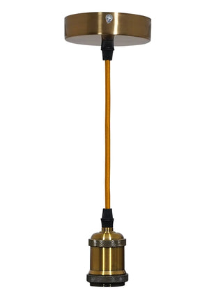 Prolite E27 Pendant Kit - Antique Gold with Gold Fabric Cord