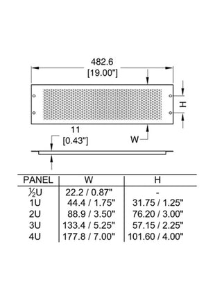Penn Elcom 0.5U 19" Vented Rack Panel (R1286/05UVK)