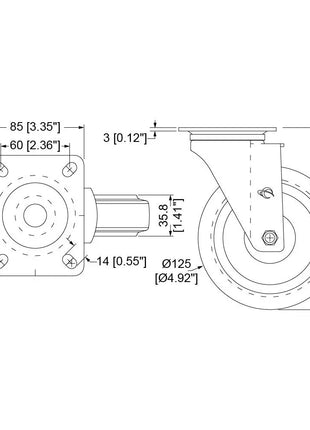 Penn Elcom 125mm Swivel Braked Castor (W8992/B)