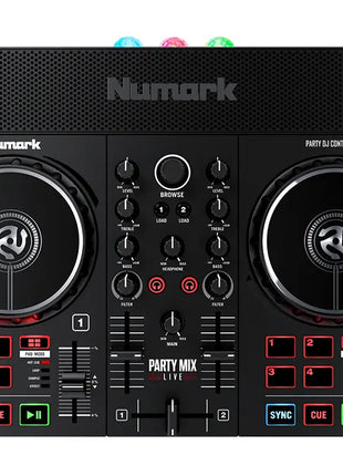 Numark Party Mix Live | Compact DJ Controller with Built-in Speakers Numark