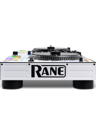 RANE ONE MK2 DJ turntable with RANE branding on a green background