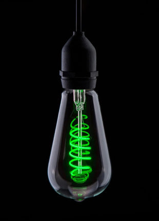 Prolite 4W Dimmable LED ST64 Spiral Funky Filament Lamp BC Green