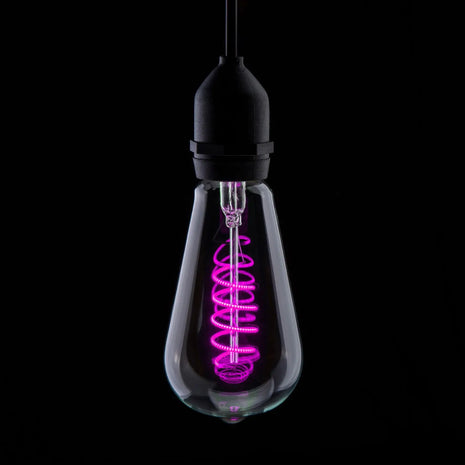 Prolite 4W Dimmable LED ST64 Spiral Funky Filament Lamp BC Pink