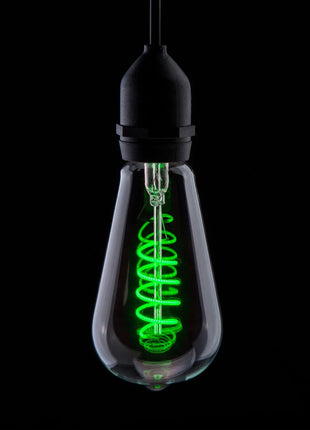 Prolite 4W Dimmable LED ST64 Spiral Funky Filament Lamp ES Green
