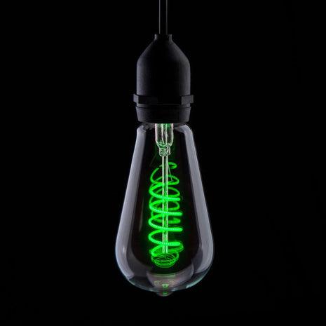 Prolite 4W Dimmable LED ST64 Spiral Funky Filament Lamp ES Green