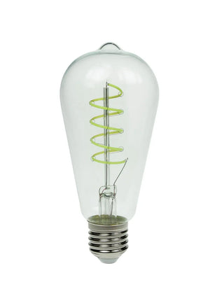 Prolite 4W Dimmable LED ST64 Spiral Funky Filament Lamp ES Green