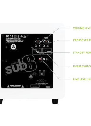 Kanto SUB8 Vinyl Subwoofer - 8" Sealed (Matte White) kanto