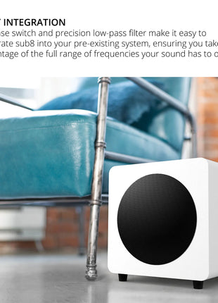 Kanto SUB8 Vinyl Subwoofer - 8" Sealed (Matte White) kanto