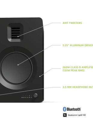 Kanto TUK - Powered Bookshelf Speakers (Matte Black) kanto