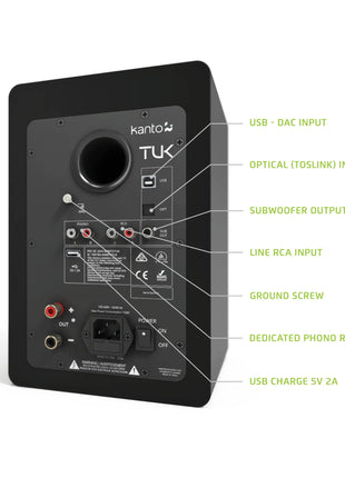 Kanto TUK - Powered Bookshelf Speakers (Matte Black) kanto
