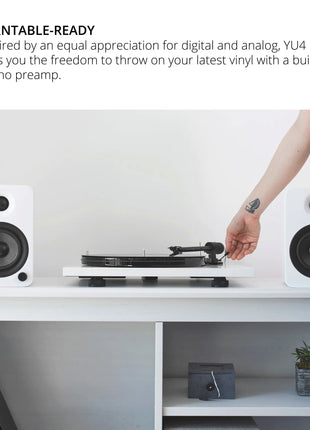 Kanto YU4 - Powered Bookshelf Speakers (Matte White) kanto