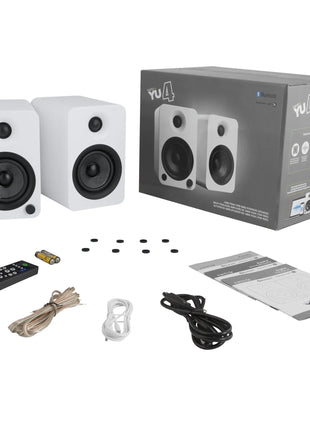 Kanto YU4 - Powered Bookshelf Speakers (Matte White) kanto