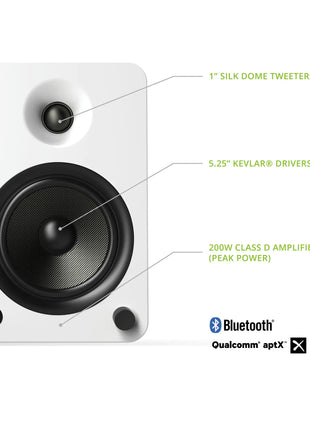 Kanto YU6 - Powered Bookshelf Speakers (Matte White) kanto