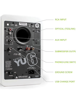 Kanto YU6 - Powered Bookshelf Speakers (Matte White) kanto