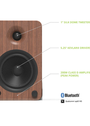 Kanto YU6 - Powered Bookshelf Speakers (Walnut) kanto