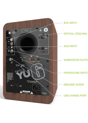 Kanto YU6 - Powered Bookshelf Speakers (Walnut) kanto
