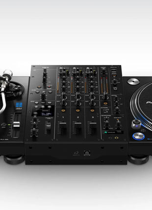 AlphaTheta DJM-V5 Mixer with PLX-1000 Turntables on white background