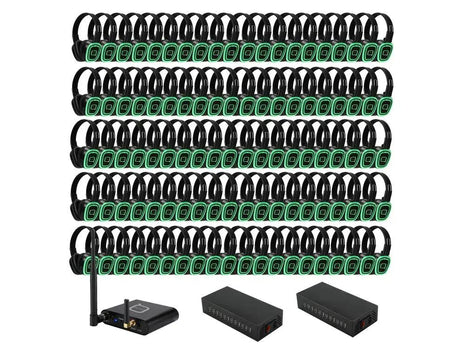 100 Way Silent Disco Bundle With Bluetooth Transmitter &amp; Charger Q-Audio