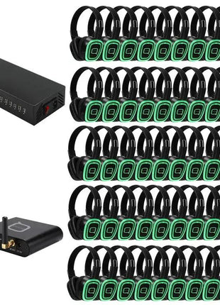 50 Way Silent Disco Bundle With Bluetooth Transmitter &amp; Charger Q-Audio