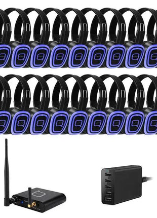 20 Way Silent Disco Bundle With Bluetooth Transmitter &amp; Charger Q-Audio