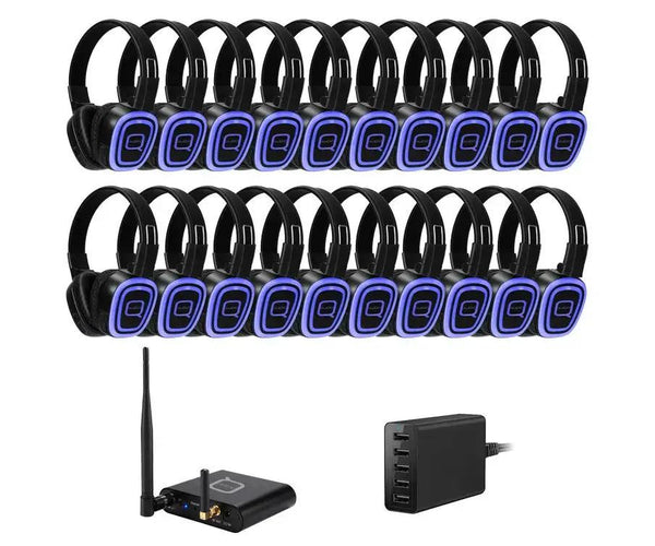 20 Way Silent Disco Bundle With Bluetooth Transmitter Charger