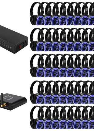 50 Way Silent Disco Bundle With Bluetooth Transmitter &amp; Charger Q-Audio