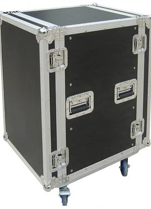 Cobra 19" 16U Standard rack case. 9/10mm plywood.  Depth: 520mm. Lids: 70mm.  W/Wheels