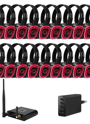 20 Way Silent Disco Bundle With Bluetooth Transmitter &amp; Charger Q-Audio