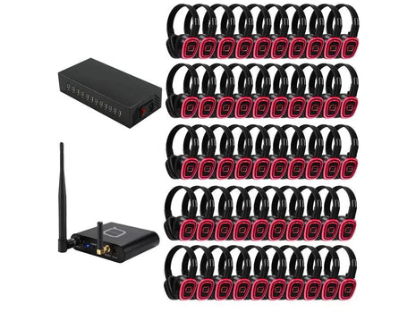 50 Way Silent Disco Bundle With Bluetooth Transmitter &amp; Charger Q-Audio