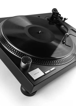 Reloop RP-5000 Mk4Turntable Side tilted angle slick black on white background