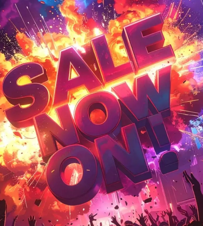 DJKIT 'SALE NOW ON!' text with a crowd and abstract design