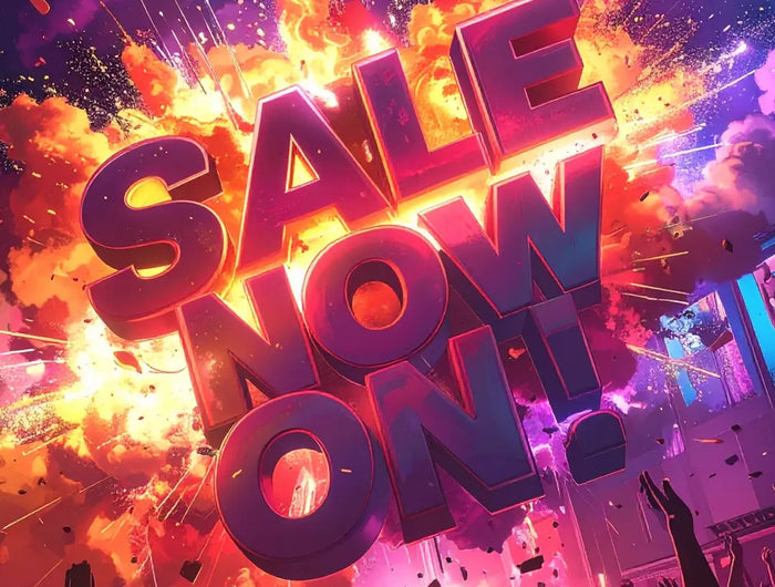 DJKIT sale promotion graphic with 'SALE NOW ON!' text and crowd silhouette.