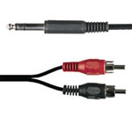 6.3mm STEREO PLUG TO 2 x RCA PHONO PLUGS CABLE 2m