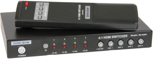 4:1 HDMI Switcher with IR Remote and PC Control