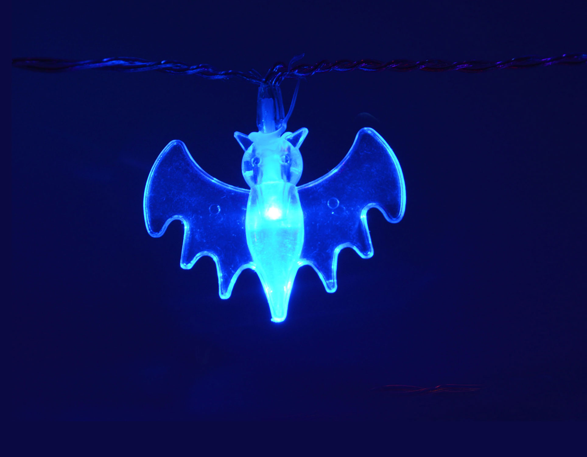 QTX LED Halloween String Lights - 10 x Blue Bats