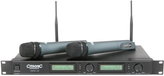 Dual UHF wireless handheld microphone diversity system