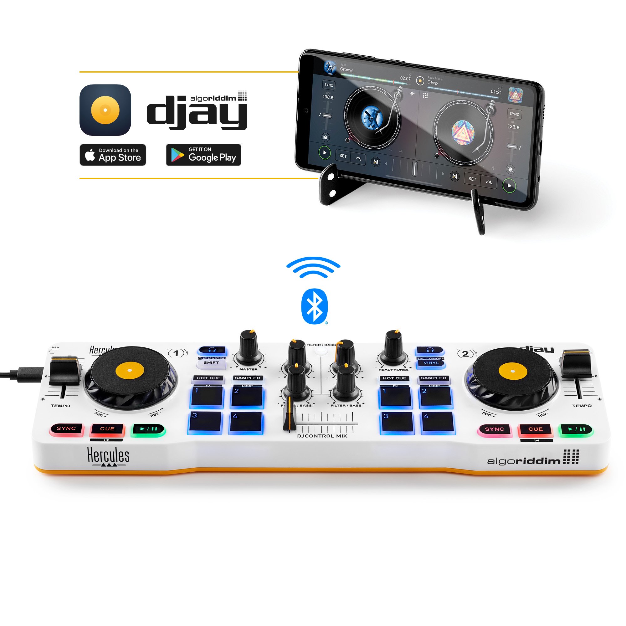 Digitaldjgear DJ Equipment Bundle with Hercules DJ Control Inpulse 300 DJ Controller ATHM40X DJ Headphones 