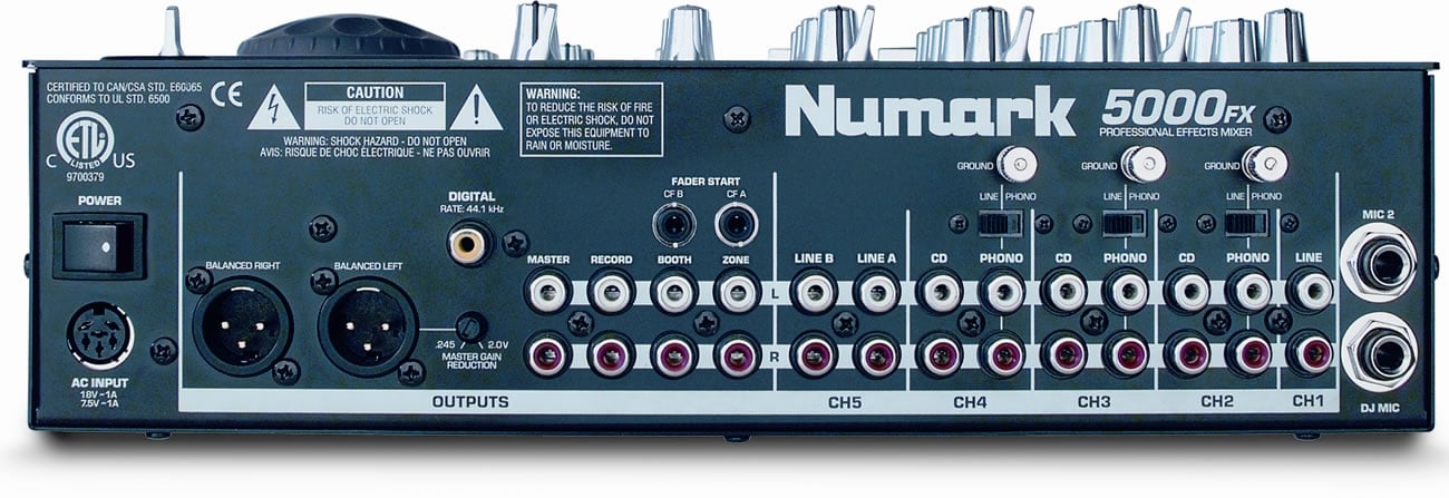 Numark 5000FX Mixer (Back)