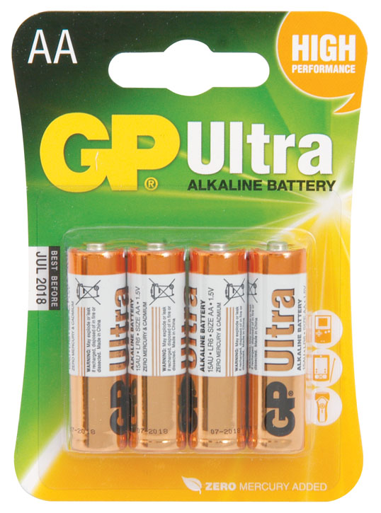 GP Ultra Alkaline Battery AA (Pack of 4)