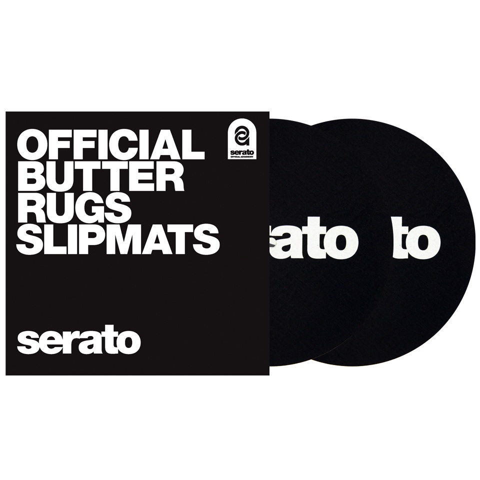 Serato Official Butter Rugs Slipmats 7" White on Black (Pair)
