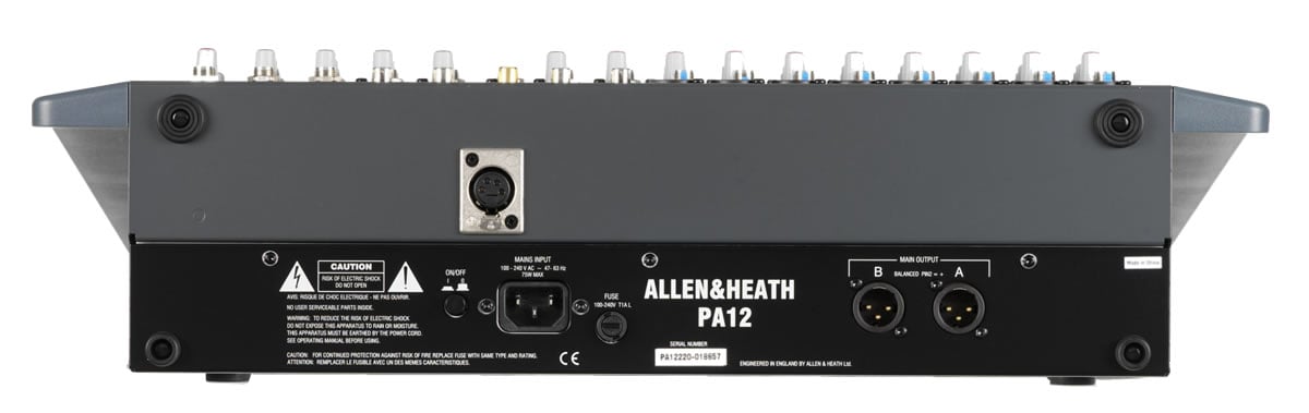 Allen & Heath PA12 Studio Mixer (Back)