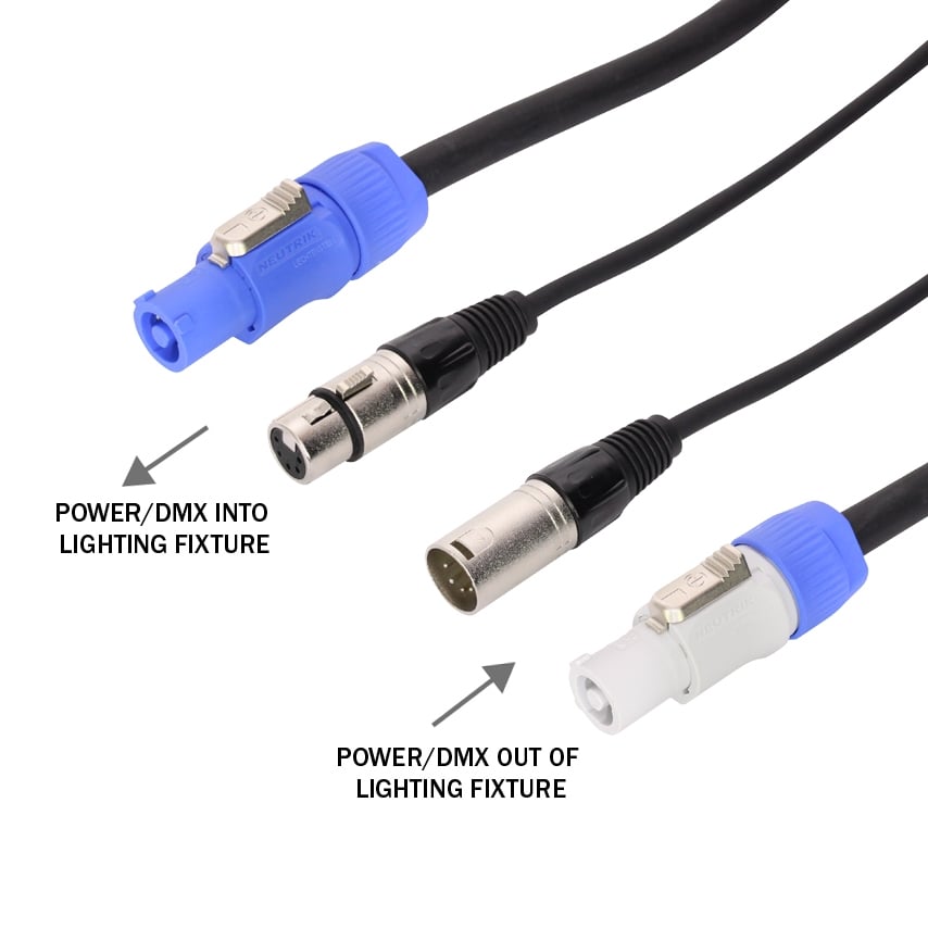 LEDJ 1.5m Combi 5-Pin DMX/PowerCON Cable Lead
