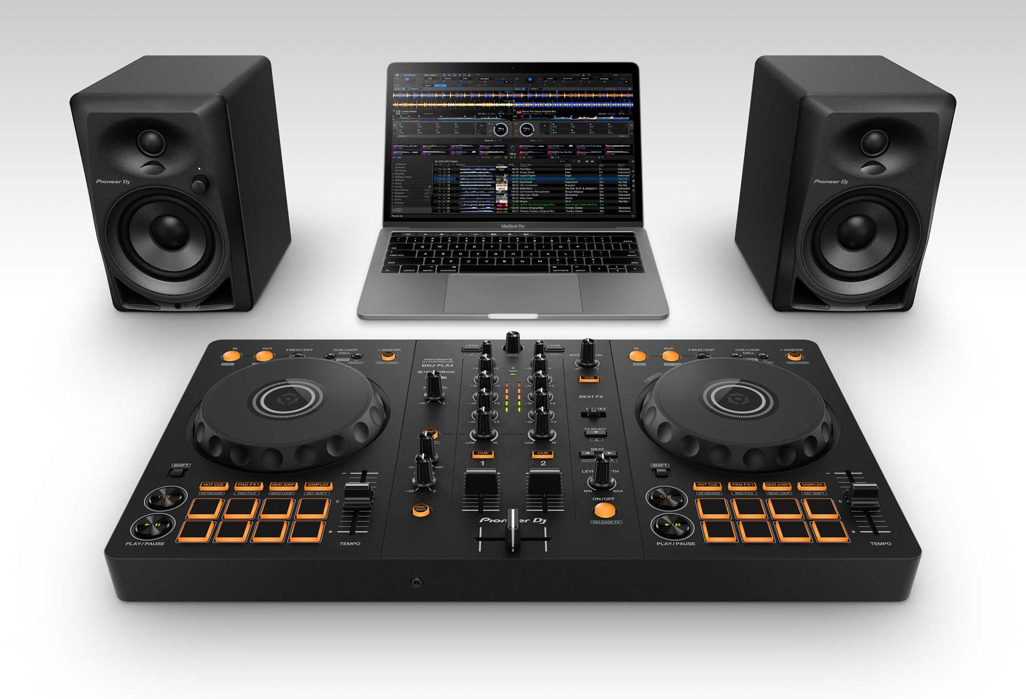 Pioneer DJ DDJ-FLX4 Setup with Speakers