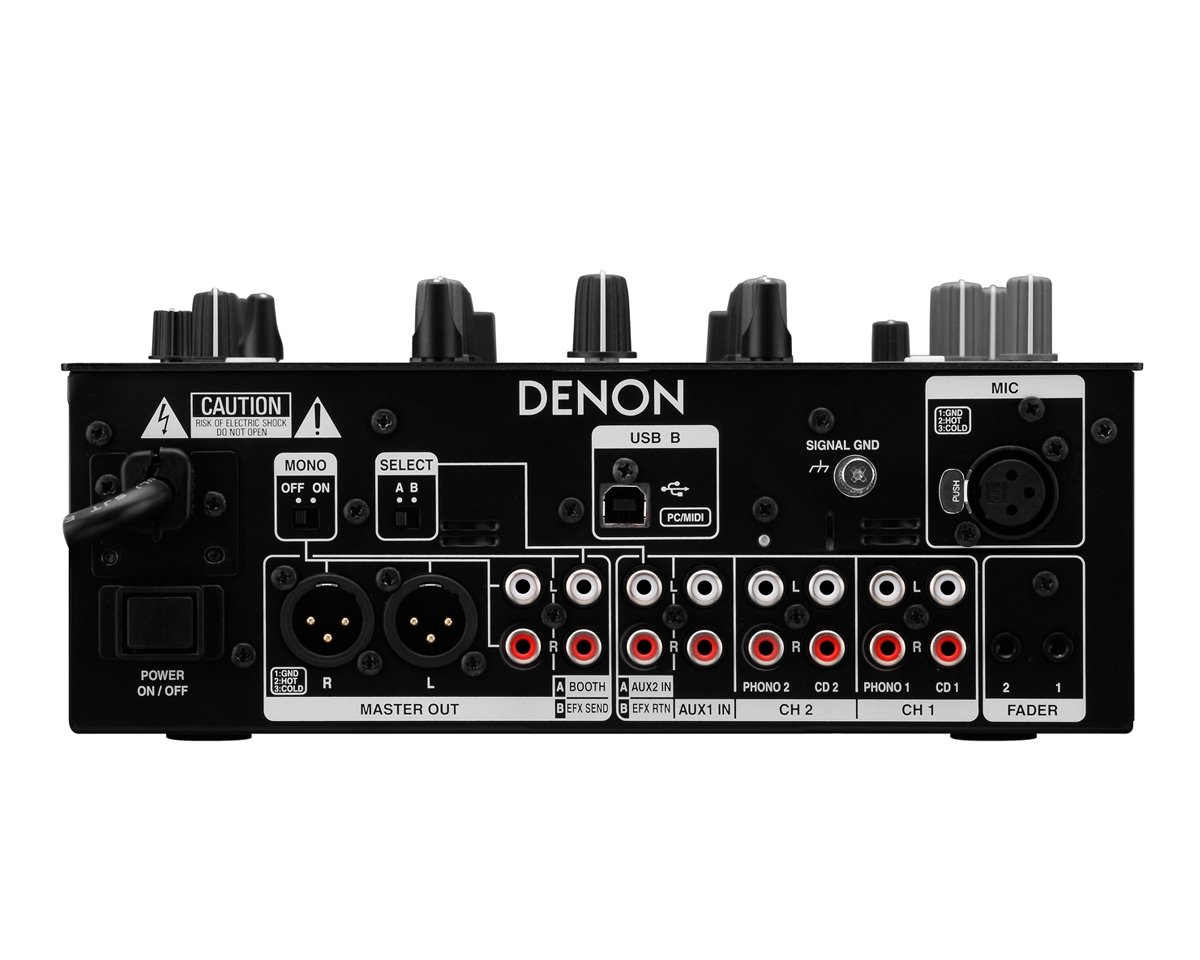 Denon DN-X600 Digital DJ Mixer - MIDI Interface with Sound Card Back