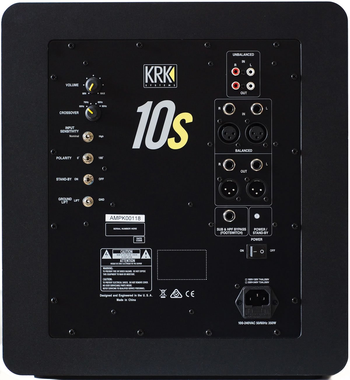 KRK 10s2 Active Studio Subwoofer Connections