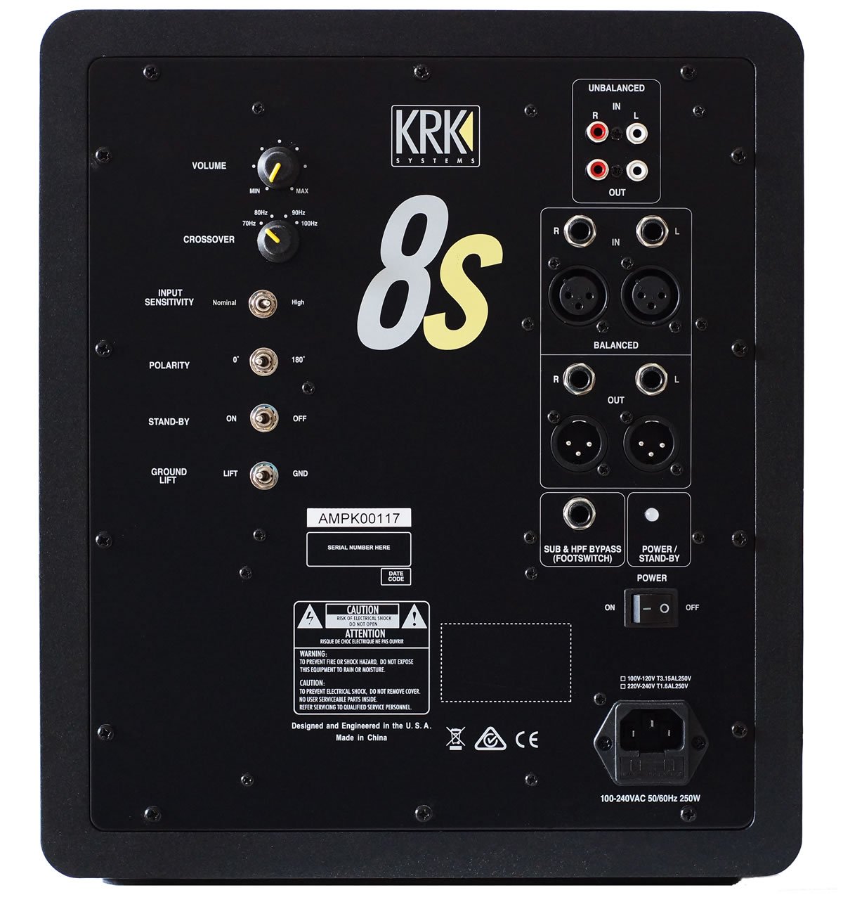KRK 8s2 Active Studio Subwoofer Connections
