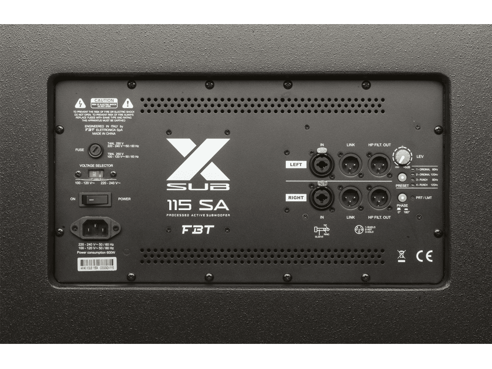 FBT X-SUB 115SA V2 Connections