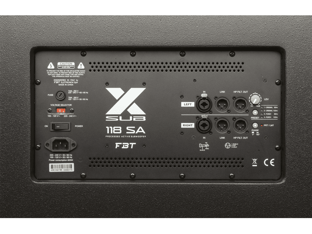 FBT X-SUB 118SA V2 Connections